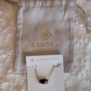 NWT Kendra Scott Silver Necklace with Black Stone